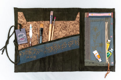 Sivellinrulla Artist Tool Roll Green Leather Tilaustuote - Image 18