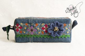 Meikkipussi Blue'n Green Cross-Stitch Denim No. 7934